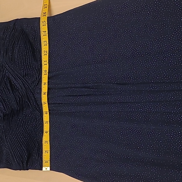 NWOT DB Studio Navy and Silver Glitter High Neck Maxi Gown - Picture 6 of 16